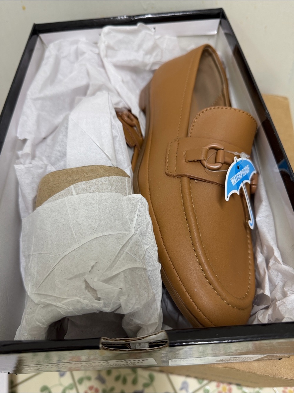 Boss Tan Leather Slip-On Loafers
